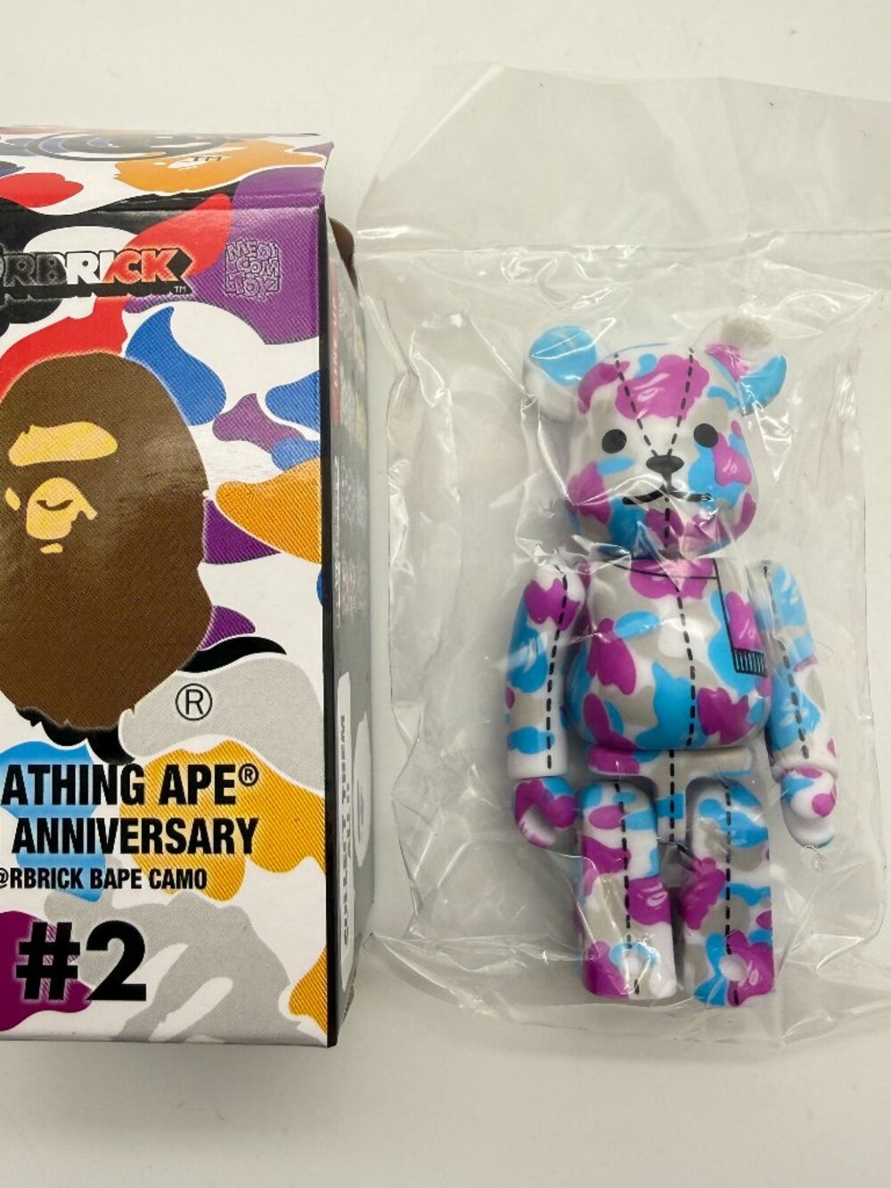 Bearbrick A Bathing Ape 28th Anniversary Camo #2 100% Purple/Blue/Gray